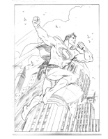 Superman - Full Figure Pencil & Background Comic Art